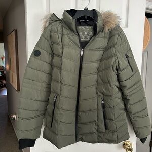 Nautica Dark Green Jacket with Detachable Hood